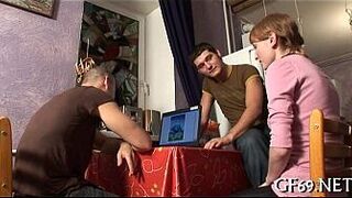 Sexual and wild three-some porn video